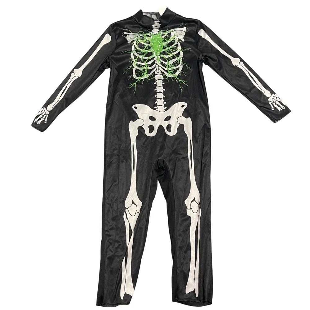 Kids Skeleton‎ Costume Jumpsuit Black Green Glow Halloween Spooky 2-3T Target